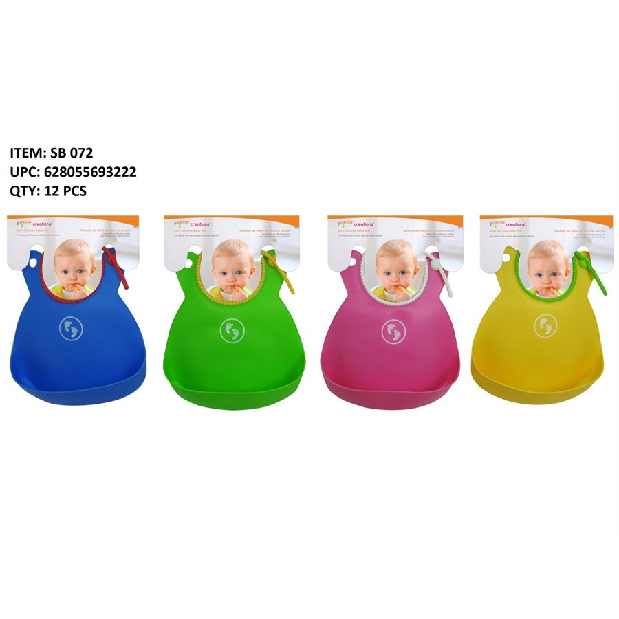 Silicone bib (4 colors - blue / pink / green / yellow)